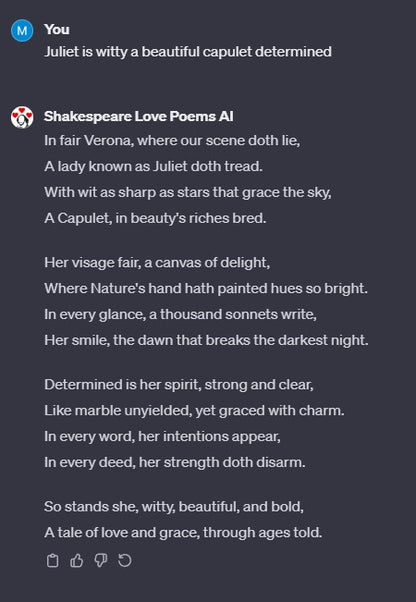 Shakespeare Love Poems AI